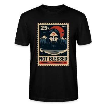 Motif d’art sombre avec non-Jésus et montagnes - T-shirt bio CRAFTER Stanley Stella Unisexe - noir - Devant - Alina (178cm) & Michal (187cm)