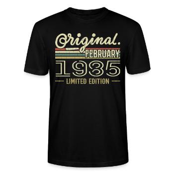 Februar 1985 Geschenk - Februar 1985 Geburtstag - Stanley/Stella Unisex Bio-T-Shirt CRAFTER - Schwarz - Vorne - Alina (178cm) & Michal (187cm)