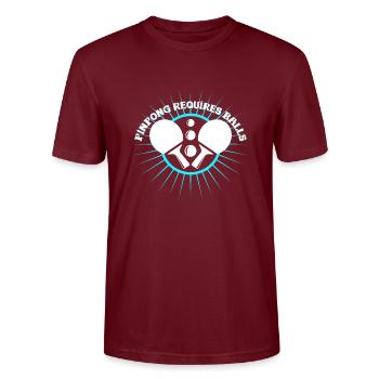 Pingpong Wortspiel - Stanley/Stella Unisex Bio-T-Shirt CRAFTER - Burgunderrot - Vorne - Alina (178cm) & Michal (187cm)