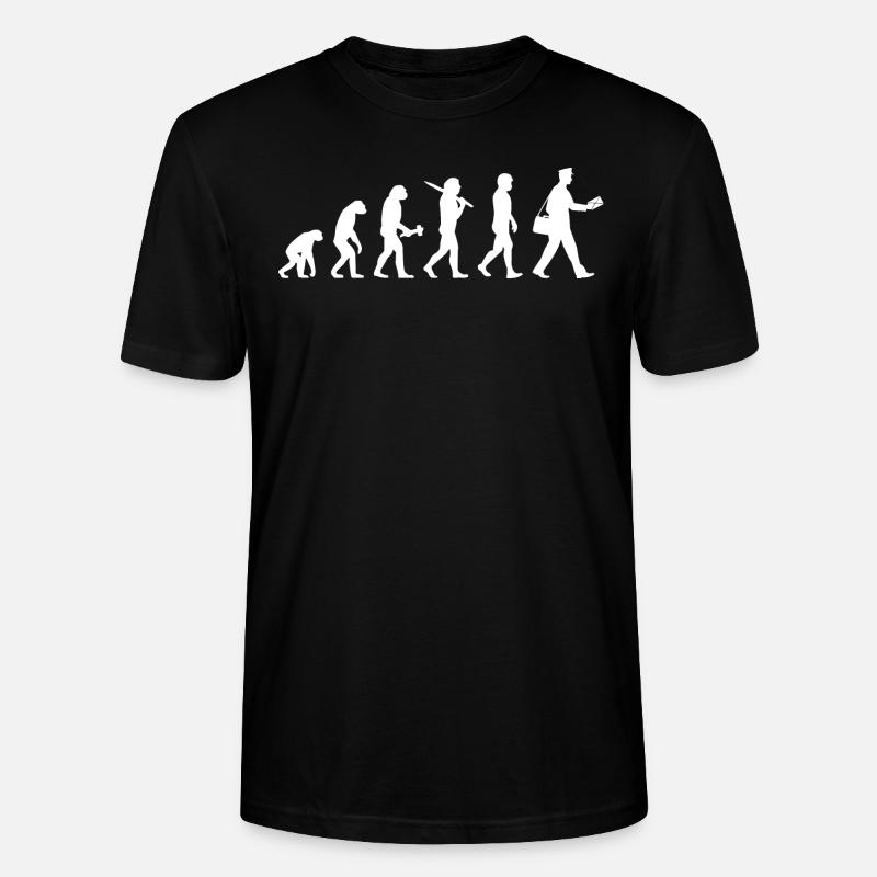 Briefträger Postbote Evolution Geschenk Zusteller - Stanley/Stella Unisex Bio-T-Shirt CRAFTER - Schwarz