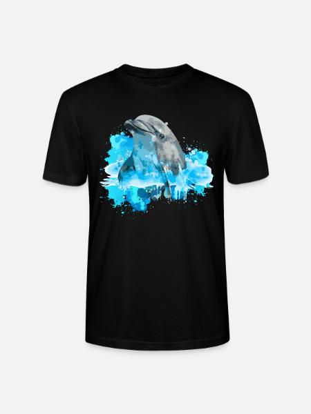 Delphin-Aquarell - Stanley/Stella Unisex Bio-T-Shirt CRAFTER - Schwarz
