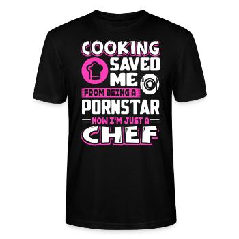 Chef-kok Ik ben gewoon een chef-kok - Stanley/Stella Uniseks bio-T-shirt CRAFTER - zwart - Voor - Alina (178cm) & Michal (187cm)