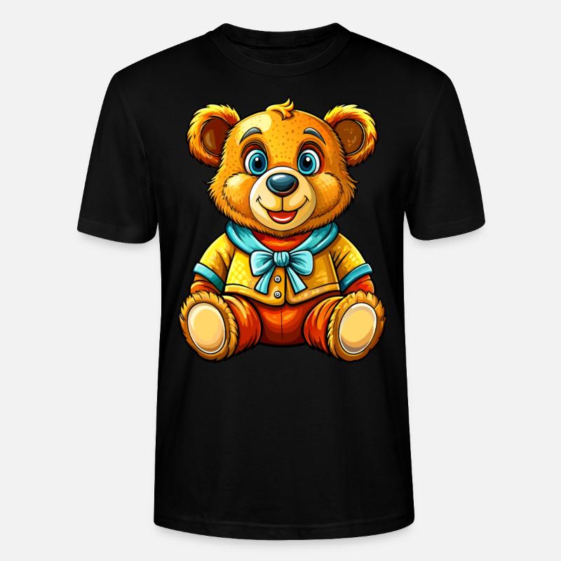 Teddy mit Pullover - Stanley/Stella Unisex Bio-T-Shirt CRAFTER - Schwarz