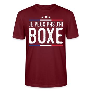 Boxen - I can't I boxing boxing france - Stanley/Stella Unisex Bio-T-Shirt CRAFTER - Burgunderrot - Vorne - Alina (178cm) & Michal (187cm)