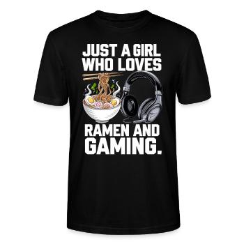Ramen & Gaming – Perfect for Gamer Girls - Stanley/Stella CRAFTER Unisex Organic T-Shirt - black - Front - Alina (178cm) & Michal (187cm)