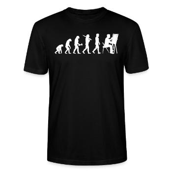 Technischer Zeichner Bauzeichner Evolution - Stanley/Stella Unisex Bio-T-Shirt CRAFTER - Schwarz - Vorne - Alina (178cm) & Michal (187cm)