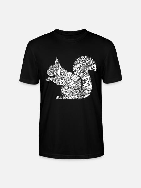 Eichhörnchen Eichhörnchen Blumenmuster - Stanley/Stella Unisex Bio-T-Shirt CRAFTER - Schwarz