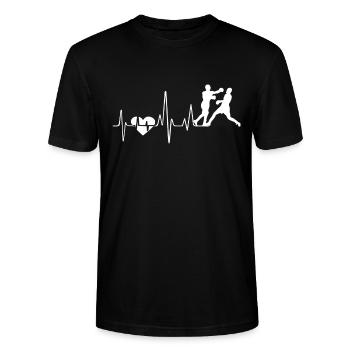 Boxing Boxing Heartbeat - Stanley/Stella CRAFTER Unisex Organic T-Shirt - black - Front - Alina (178cm) & Michal (187cm)