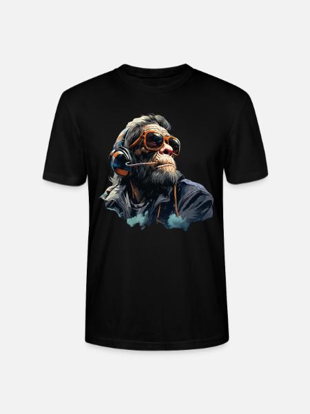 Gamer Chimp with headset - Stanley/Stella CRAFTER Unisex Organic T-Shirt - black