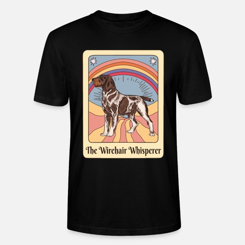 German Wirehaired Pointer Hunting Dog GWP Whispere - Stanley/Stella CRAFTER Unisex Organic T-Shirt - black