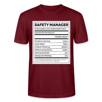 Responsable de la sécurité sanitaire au travail - T-shirt bio CRAFTER Stanley Stella Unisexe - bordeaux - Devant - Alina (178cm) & Michal (187cm)