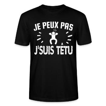 je peux pas je suis têtu - T-shirt bio CRAFTER Stanley Stella Unisexe - noir - Devant - Alina (178cm) & Michal (187cm)