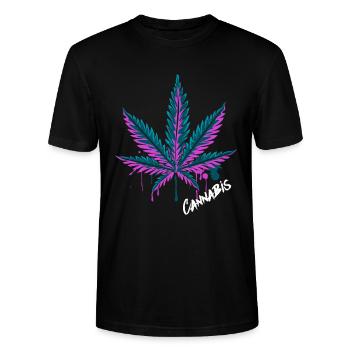 Cannabisblatt Hanfblatt - Stanley/Stella Unisex Bio-T-Shirt CRAFTER - Schwarz - Vorne - Alina (178cm) & Michal (187cm)