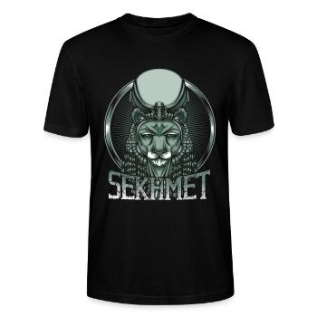 Göttin des Krieges Sachmet Ägyptisch Ägypten Gott - Stanley/Stella Unisex Bio-T-Shirt CRAFTER - Schwarz - Vorne - Alina (178cm) & Michal (187cm)