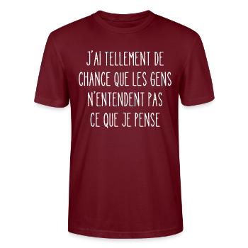 tellement de chance que les gens n'entendent pas - T-shirt bio CRAFTER Stanley Stella Unisexe - bordeaux - Devant - Alina (178cm) & Michal (187cm)