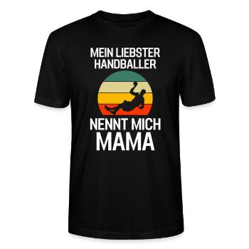 Retro Handballer Mama Muttertag Geschenk Handball - Stanley/Stella Unisex Bio-T-Shirt CRAFTER - Schwarz - Vorne - Alina (178cm) & Michal (187cm)