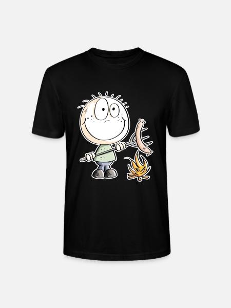 Funny sausage grilling stick figure - Stanley/Stella CRAFTER Unisex Organic T-Shirt - black