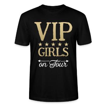 VIP Girls on Tour Girlfriends Girls Party Holiday - Stanley/Stella CRAFTER Unisex Organic T-Shirt - black - Front - Alina (178cm) & Michal (187cm)