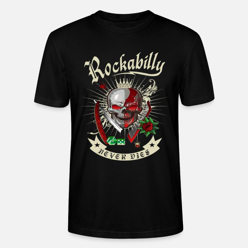 Rockabilly Skull - Stanley/Stella Unisex Bio-T-Shirt CRAFTER - Schwarz