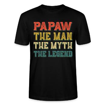 Papa Grand-père disant Papaw L’homme Le mythe La légende - T-shirt bio CRAFTER Stanley Stella Unisexe - noir - Devant - Alina (178cm) & Michal (187cm)