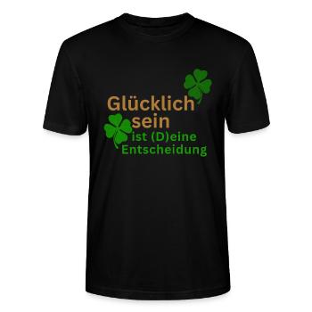 Glücklich sein ist eine Entscheidung - Stanley/Stella Unisex Bio-T-Shirt CRAFTER - Schwarz - Vorne - Alina (178cm) & Michal (187cm)