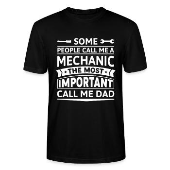 Certaines personnes m’appellent mécanicien - T-shirt bio CRAFTER Stanley Stella Unisexe - noir - Devant - Alina (178cm) & Michal (187cm)