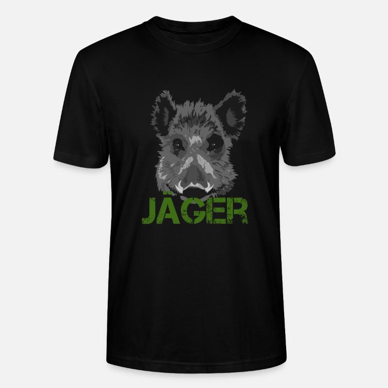 Jäger Wildschwein Jagd Geschenkidee - Stanley/Stella Unisex Bio-T-Shirt CRAFTER - Schwarz