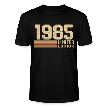 Né en 1985 anniversaire - Cadeau 1985 Vintage 1985 - T-shirt bio CRAFTER Stanley Stella Unisexe - noir - Devant - Alina (178cm) & Michal (187cm)