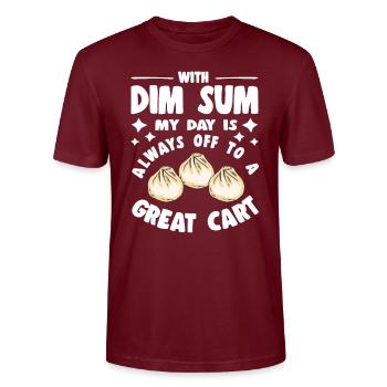 Delicious Asian Food Bao Bun Funny Dim Sum - Stanley/Stella CRAFTER Unisex Organic T-Shirt - burgundy - Front - Alina (178cm) & Michal (187cm)