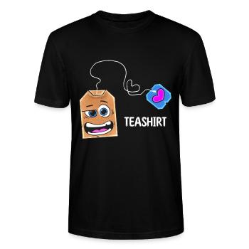 Chemise de thé personnage de dessin animé avec dicton - T-shirt bio CRAFTER Stanley Stella Unisexe - noir - Devant - Alina (178cm) & Michal (187cm)