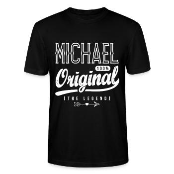 Michael ORIGINAL shirt personnalisé prénom michael - T-shirt bio CRAFTER Stanley Stella Unisexe - noir - Devant - Alina (178cm) & Michal (187cm)