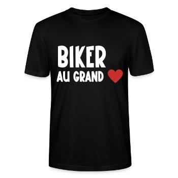 biker au grand cœur - T-shirt bio CRAFTER Stanley Stella Unisexe - noir - Devant - Alina (178cm) & Michal (187cm)