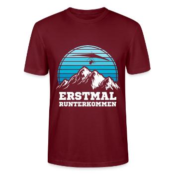 Hängegleiter Drachenfliegen Deltasegler Pilot - Stanley/Stella Unisex Bio-T-Shirt CRAFTER - Burgunderrot - Vorne - Alina (178cm) & Michal (187cm)