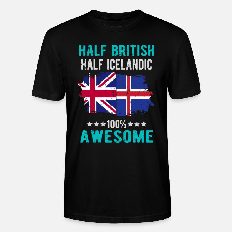 Half British Half Icelander - Stanley/Stella CRAFTER Unisex Organic T-Shirt - black