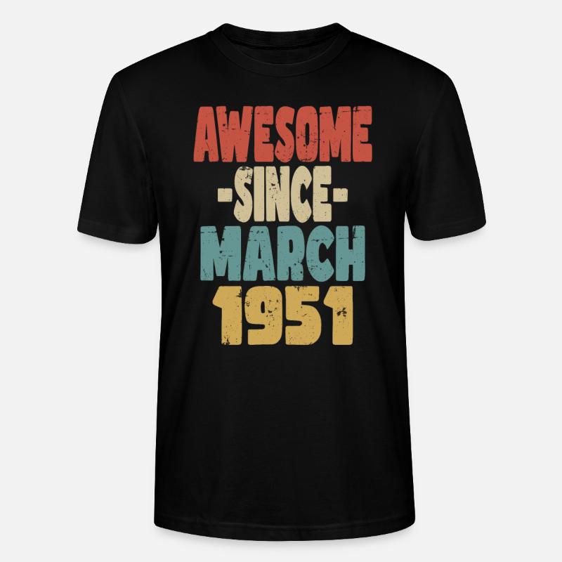Génial mars 1951 - T-shirt bio CRAFTER Stanley Stella Unisexe - noir