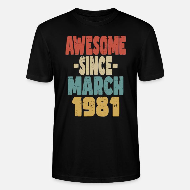 Génial mars 1981 - T-shirt bio CRAFTER Stanley Stella Unisexe - noir