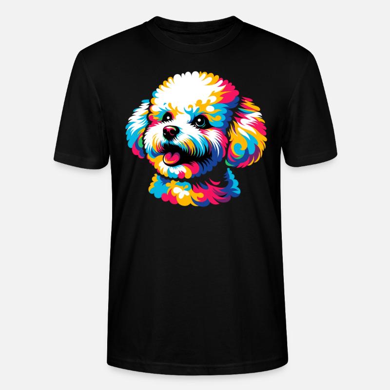 Bichon Frise chien Pop Art - T-shirt bio CRAFTER Stanley Stella Unisexe - noir
