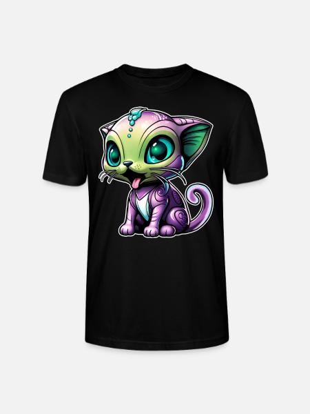 Chat extraterrestre mignon - T-shirt bio CRAFTER Stanley Stella Unisexe - noir