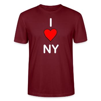 J'AIME NEW YORK - T-shirt bio CRAFTER Stanley Stella Unisexe - bordeaux - Devant - Alina (178cm) & Michal (187cm)