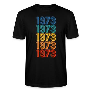 Anniversaire Né 1973 Millésime Année de naissance - T-shirt bio CRAFTER Stanley Stella Unisexe - noir - Devant - Alina (178cm) & Michal (187cm)