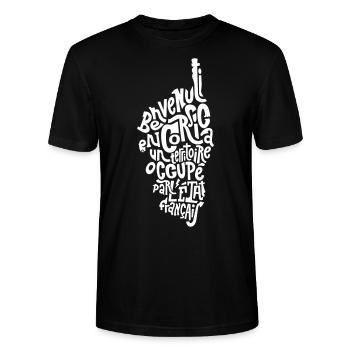 Bienvenue en Corse - T-shirt bio CRAFTER Stanley Stella Unisexe - noir - Devant - Alina (178cm) & Michal (187cm)