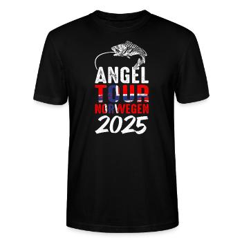 Angeltour Norwegen Fischer Angelteam Karpfen Angel - Stanley/Stella Unisex Bio-T-Shirt CRAFTER - Schwarz - Vorne - Alina (178cm) & Michal (187cm)