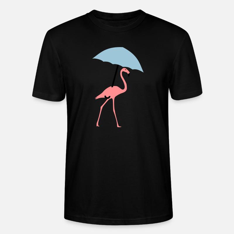 Flamingo mit Regenschirm oder Sonnenschirm - Stanley/Stella Unisex Bio-T-Shirt CRAFTER - Schwarz