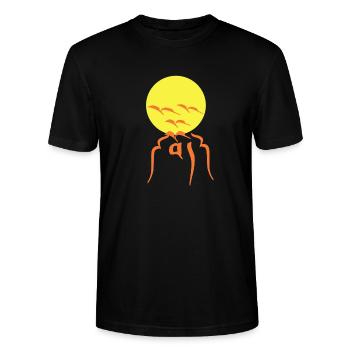Free Tibet in tibetisch " Bod = Tibet " Freiheit - Stanley/Stella Unisex Bio-T-Shirt CRAFTER - Schwarz - Vorne - Alina (178cm) & Michal (187cm)