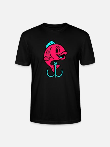 Fish Fish Hook Comic - Stanley/Stella CRAFTER Unisex Organic T-Shirt - black