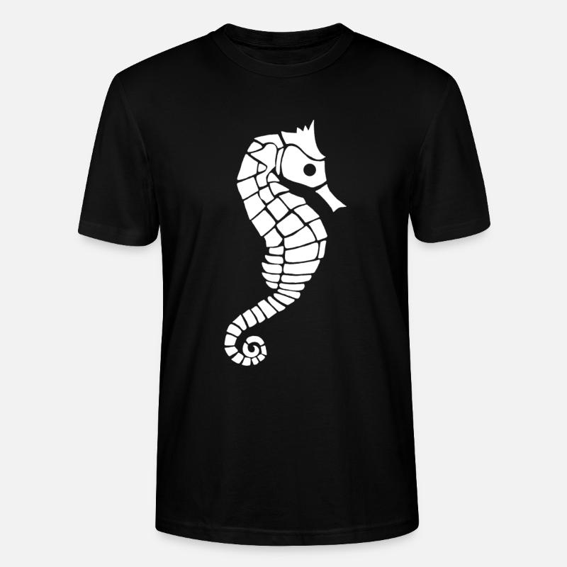 Hippocampe blanc - T-shirt bio CRAFTER Stanley Stella Unisexe - noir