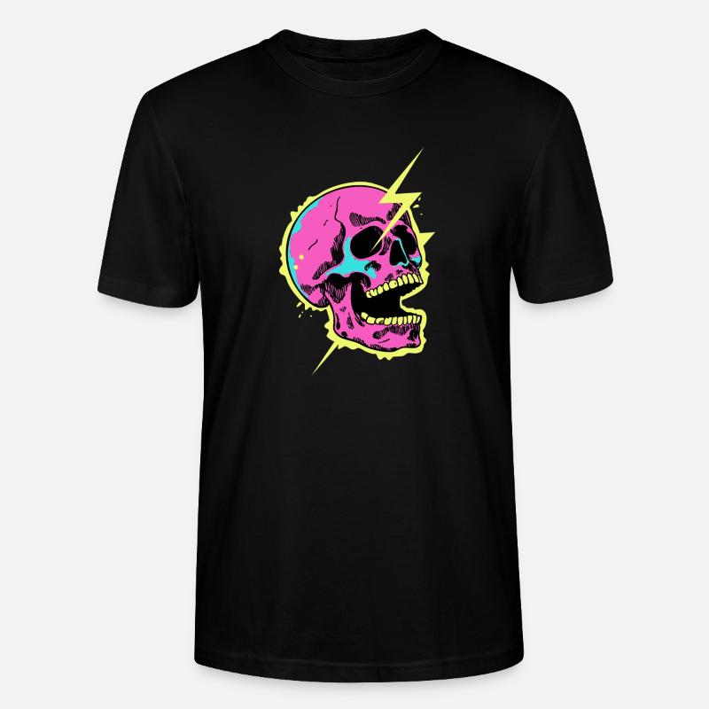 Crâne Néon Éclair Éclat - T-shirt bio CRAFTER Stanley Stella Unisexe - noir