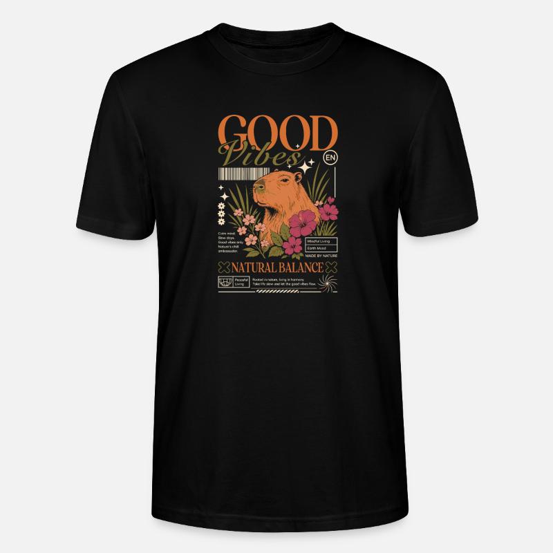 Vibes Capybara Design - Stanley/Stella Unisex Bio-T-Shirt CRAFTER - Schwarz
