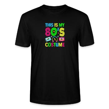 Das ist mein 80er Jahre Kostüm - Retro Party - Stanley/Stella Unisex Bio-T-Shirt CRAFTER - Schwarz - Vorne - Alina (178cm) & Michal (187cm)
