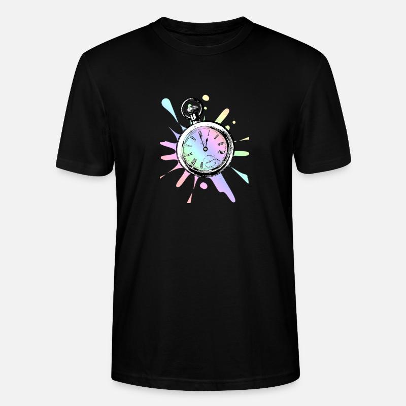 Uhr - farbenfroh / Geschenkidee - Stanley/Stella Unisex Bio-T-Shirt CRAFTER - Schwarz